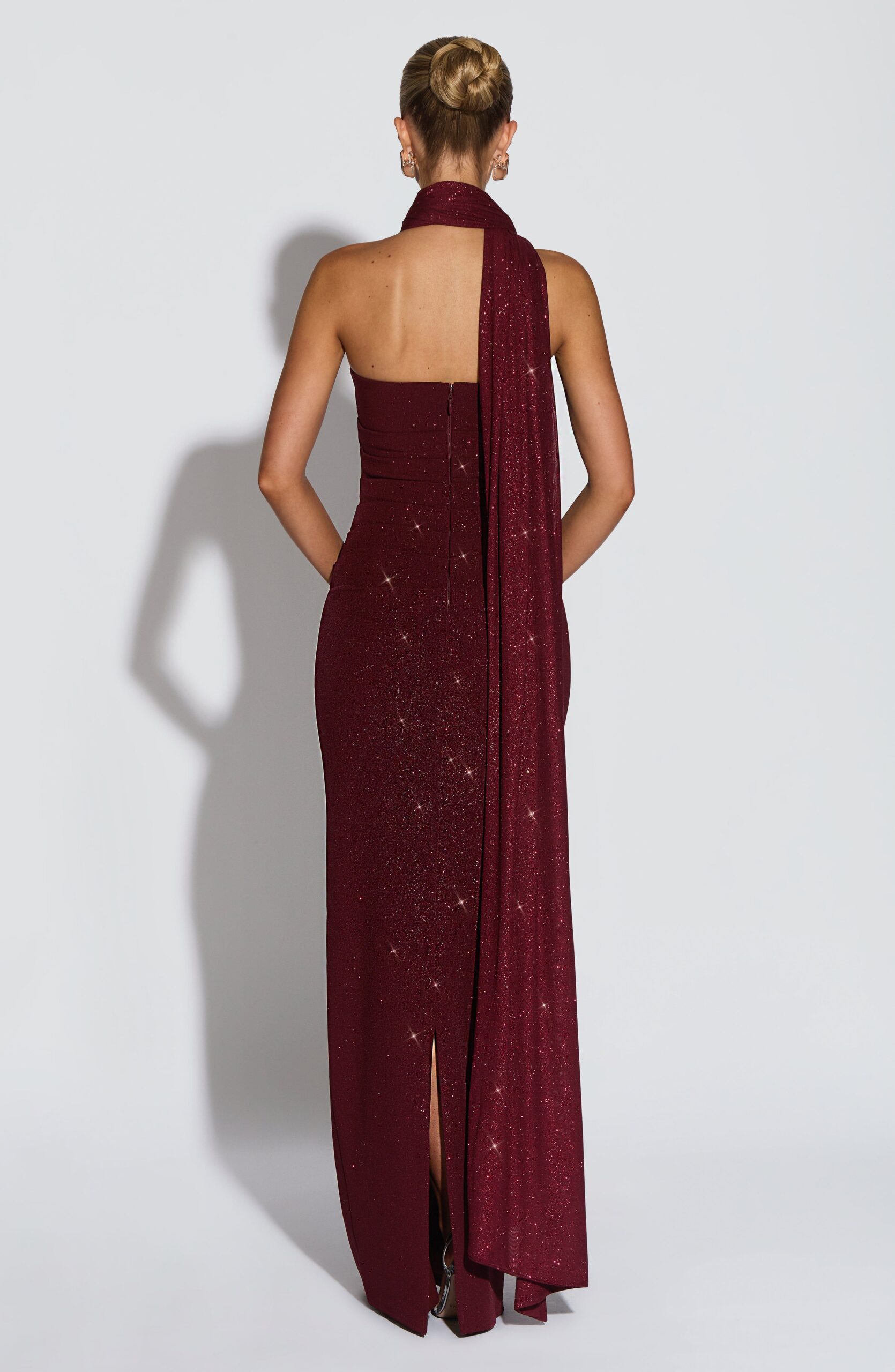 Wine Red Glitter Mesh Wrap for Evening Wear - Image 6