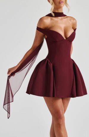 Cherry Lacquer Mesh Scarf - Elegant Sheer Neck Accessory