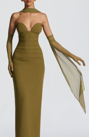 Deep Olive Mesh Scarf Lightweight Stretch Comfort