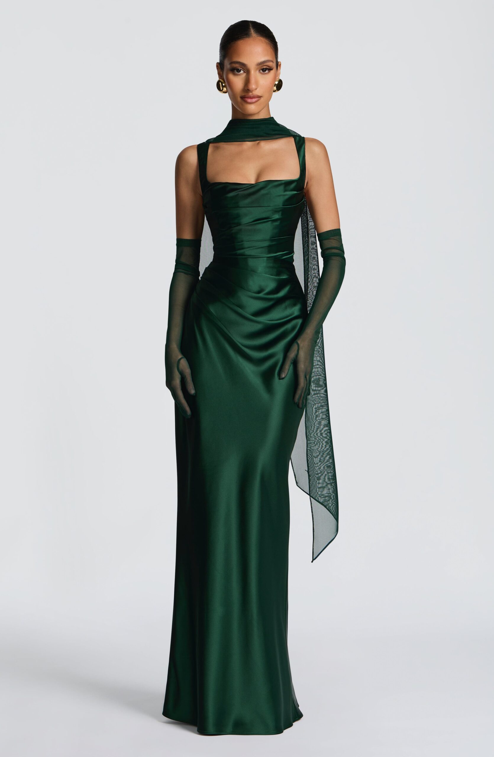 Emerald Neck Wrap Light Mesh Fabric - Image 2