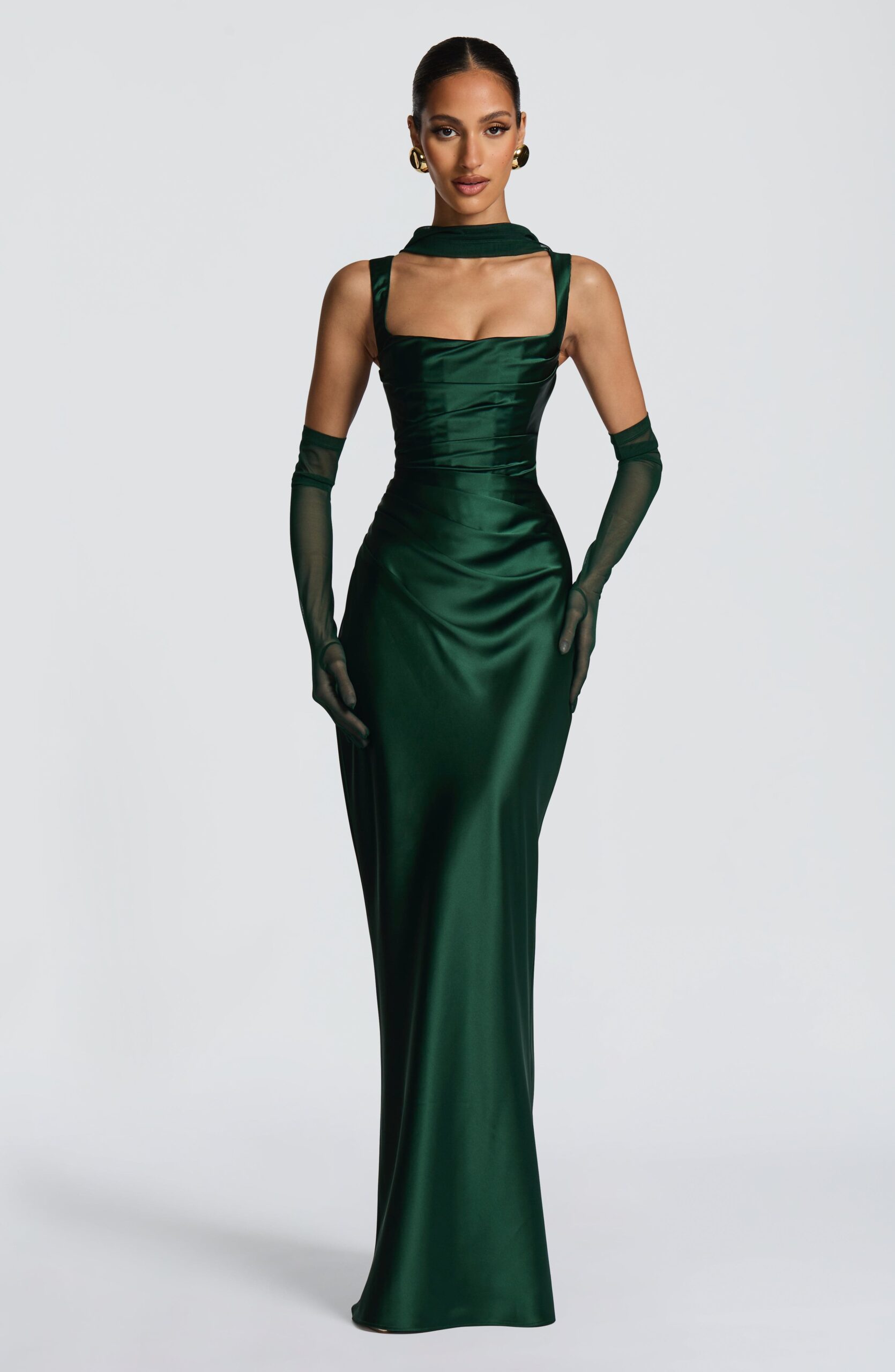 Emerald Neck Wrap Light Mesh Fabric - Image 4