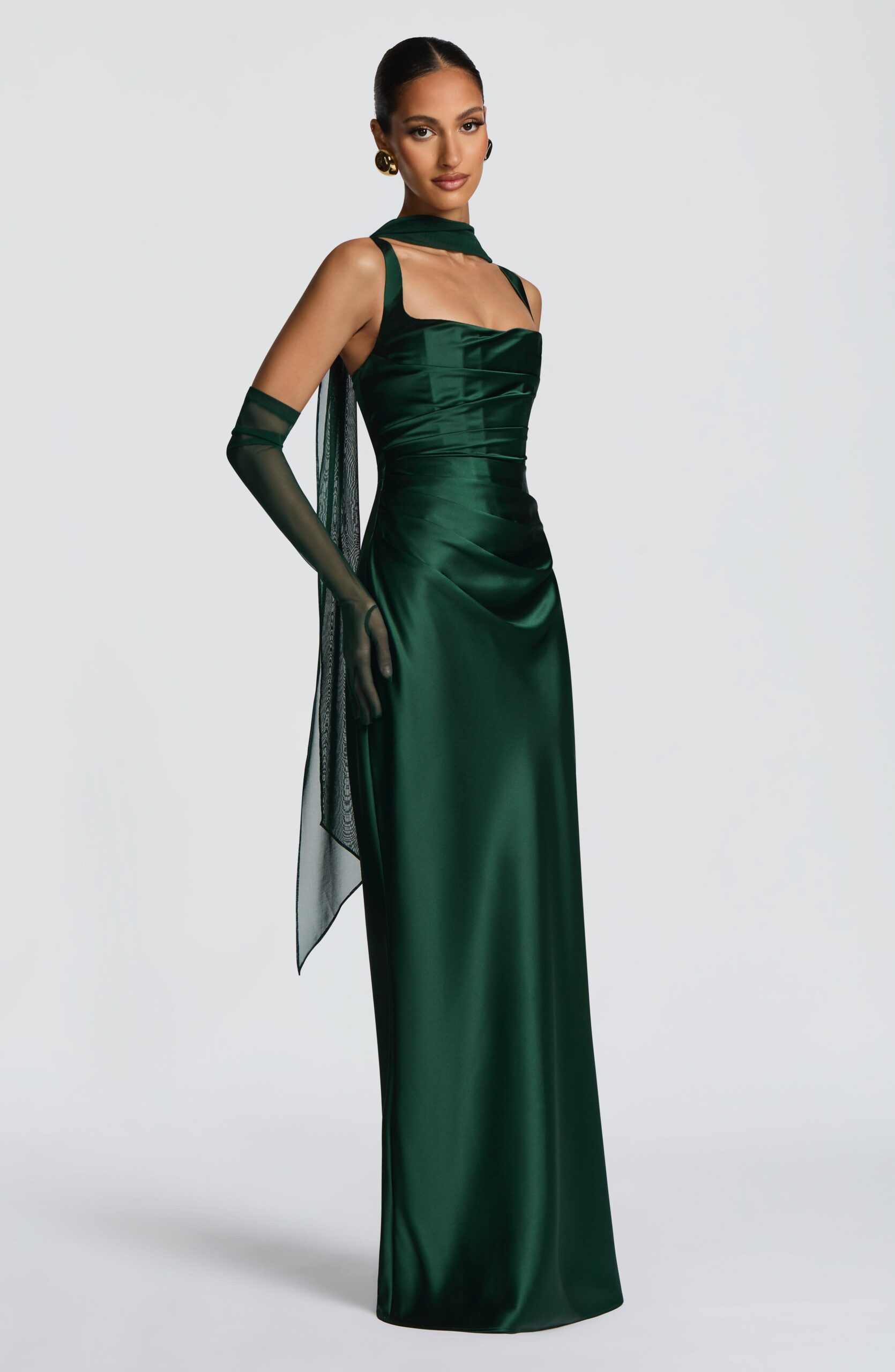 Emerald Neck Wrap Light Mesh Fabric - Image 3