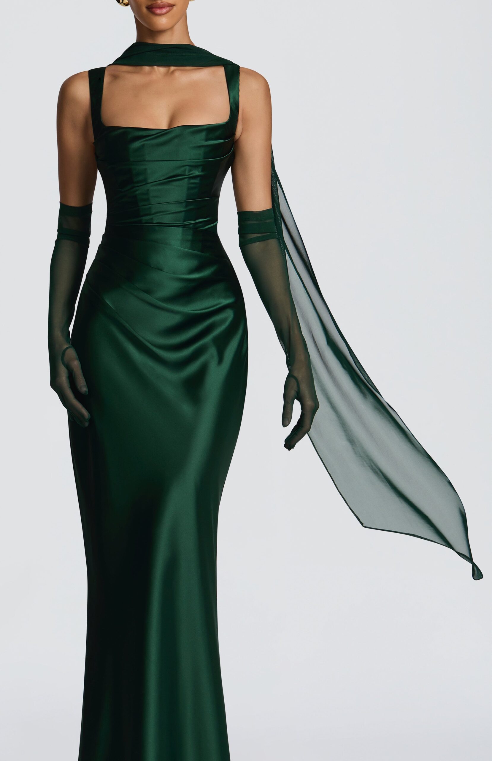 Emerald Neck Wrap Light Mesh Fabric