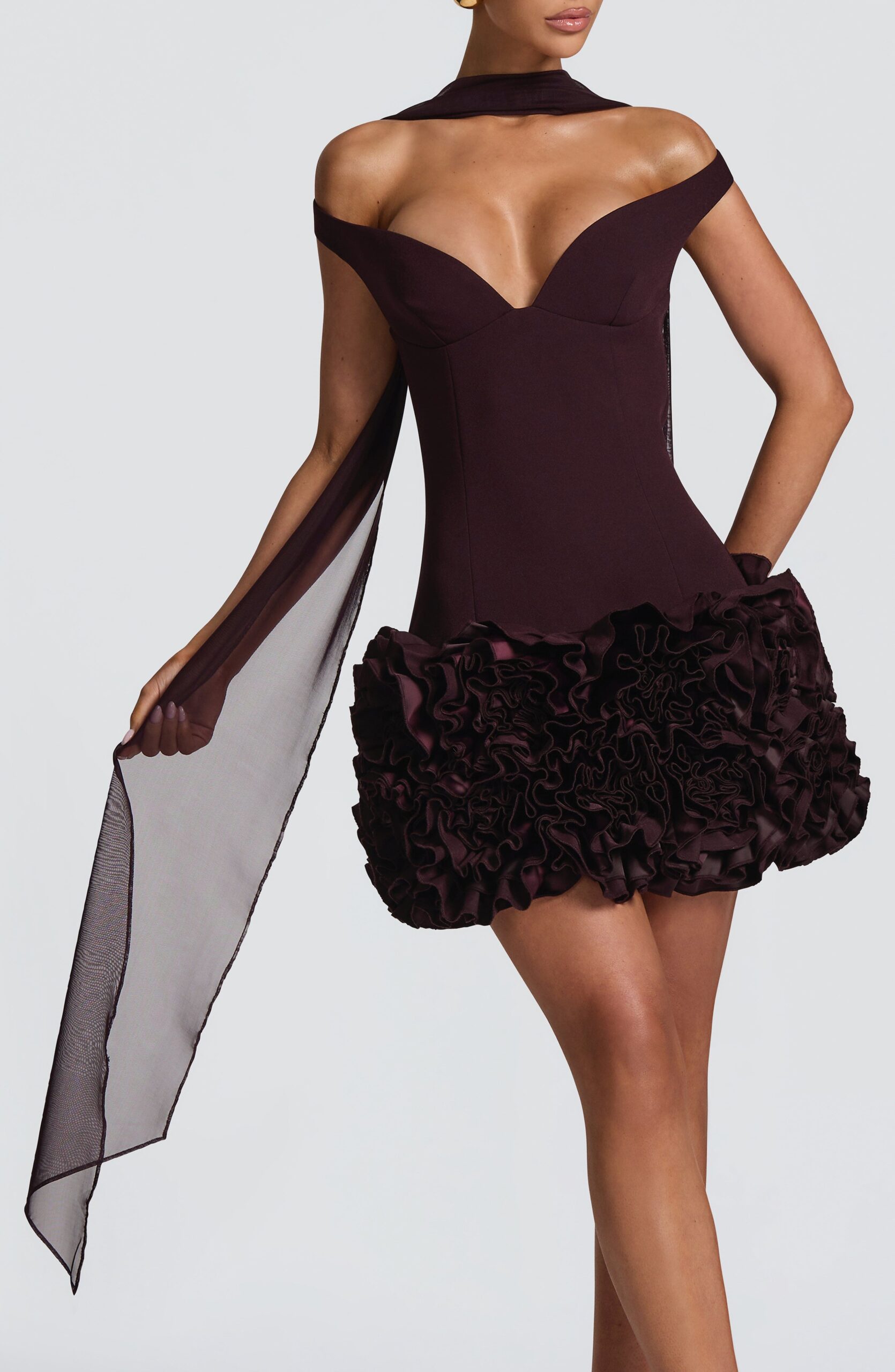 Lightweight Plum Mesh Scarf for Women - Image 3