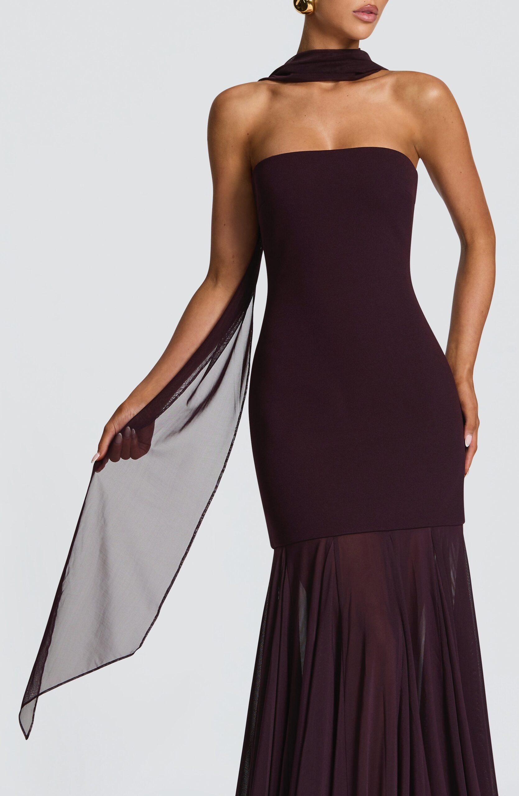 Lightweight Plum Mesh Scarf for Women