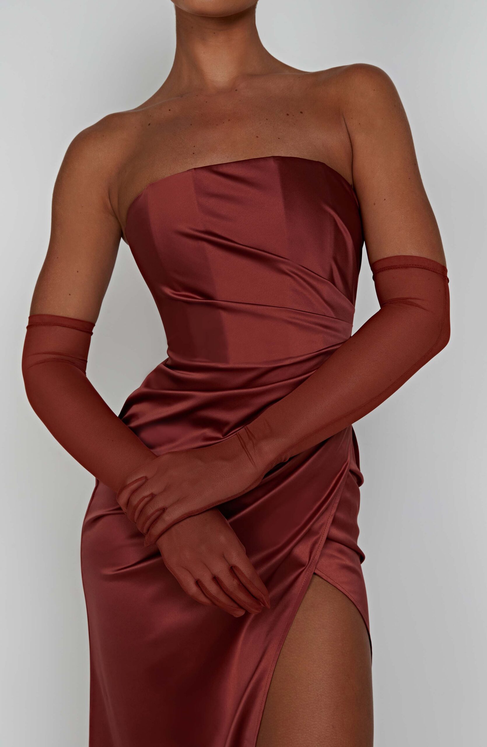 Rust Mesh Elbow Length Formal Accessory - Image 3