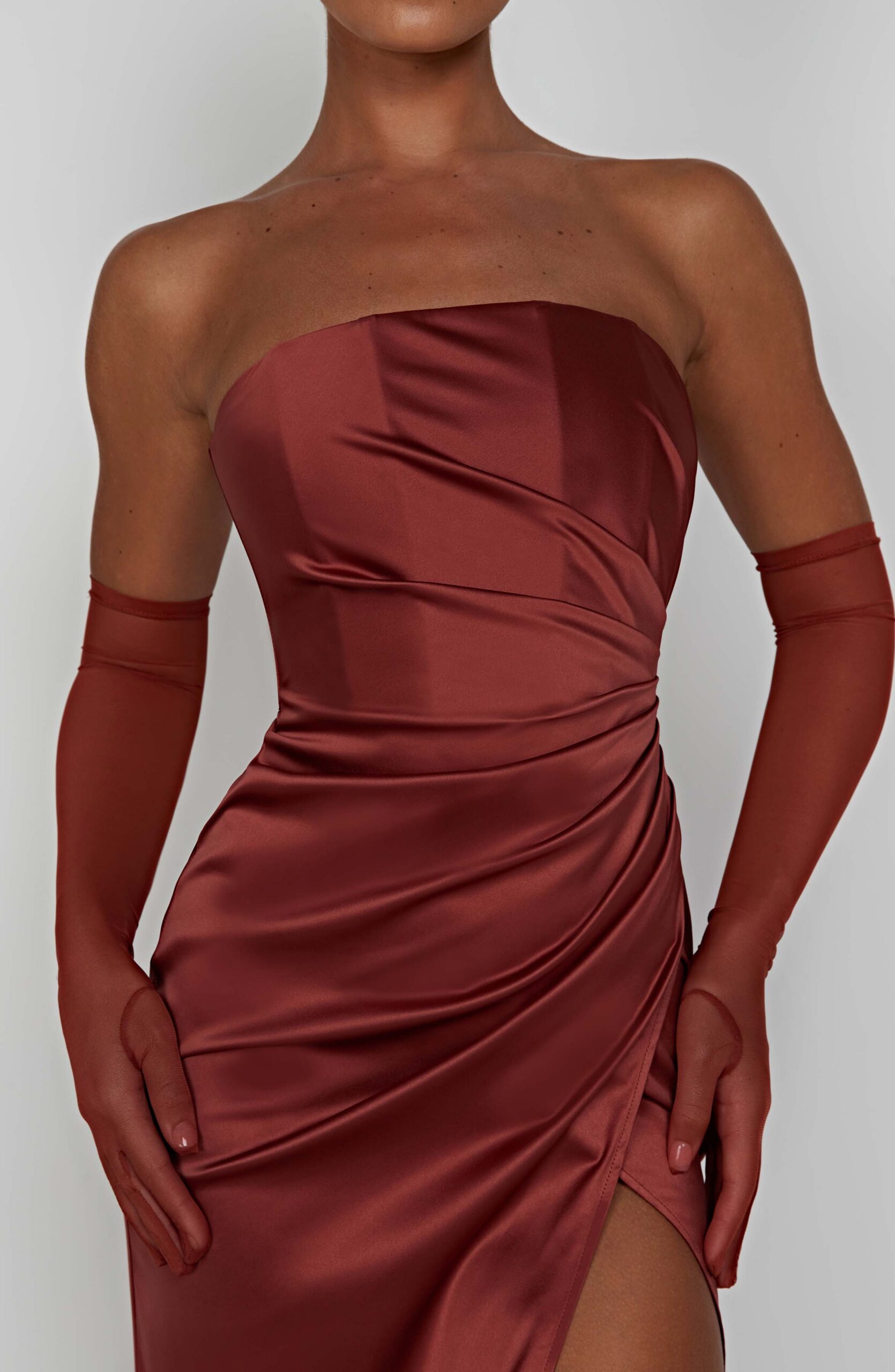 Rust Mesh Elbow Length Formal Accessory - Image 2