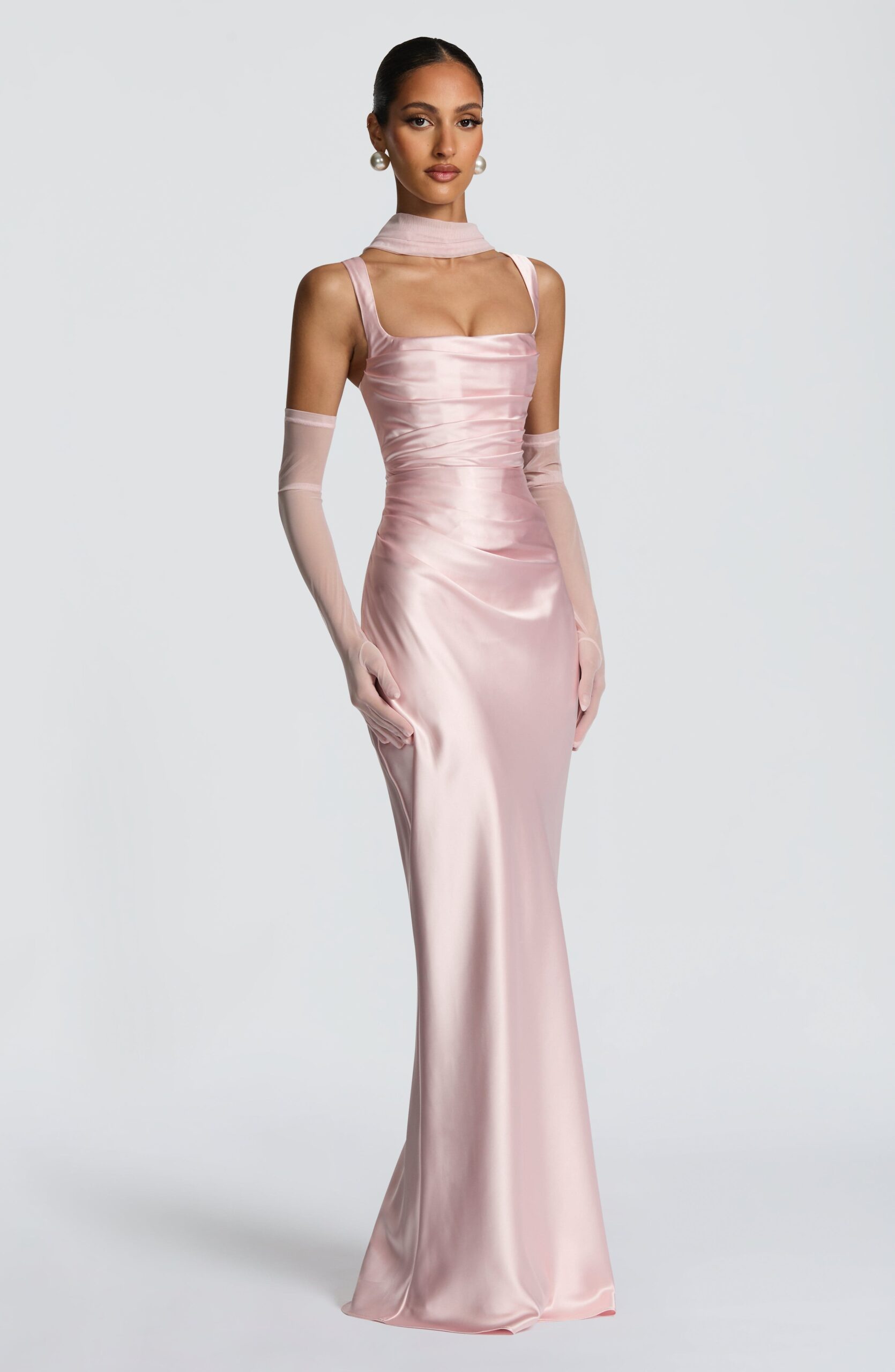 Blush Pink Mesh Formal Evening Accessory - Image 7