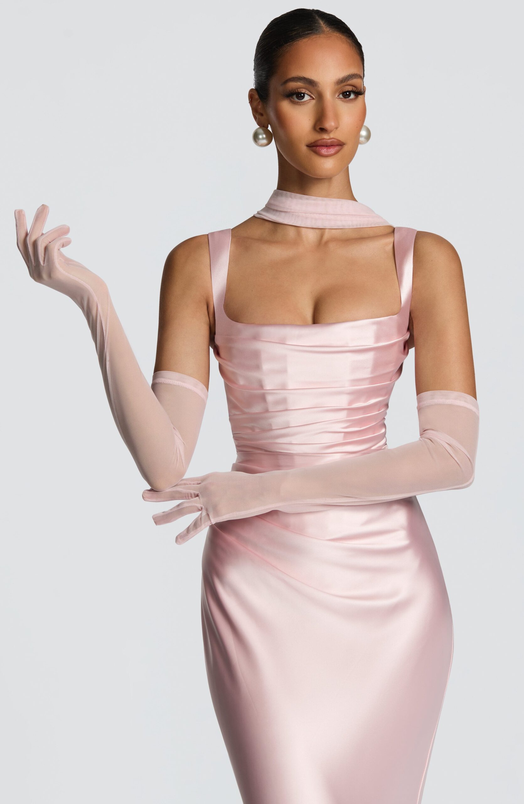 Blush Pink Mesh Formal Evening Accessory - Image 3