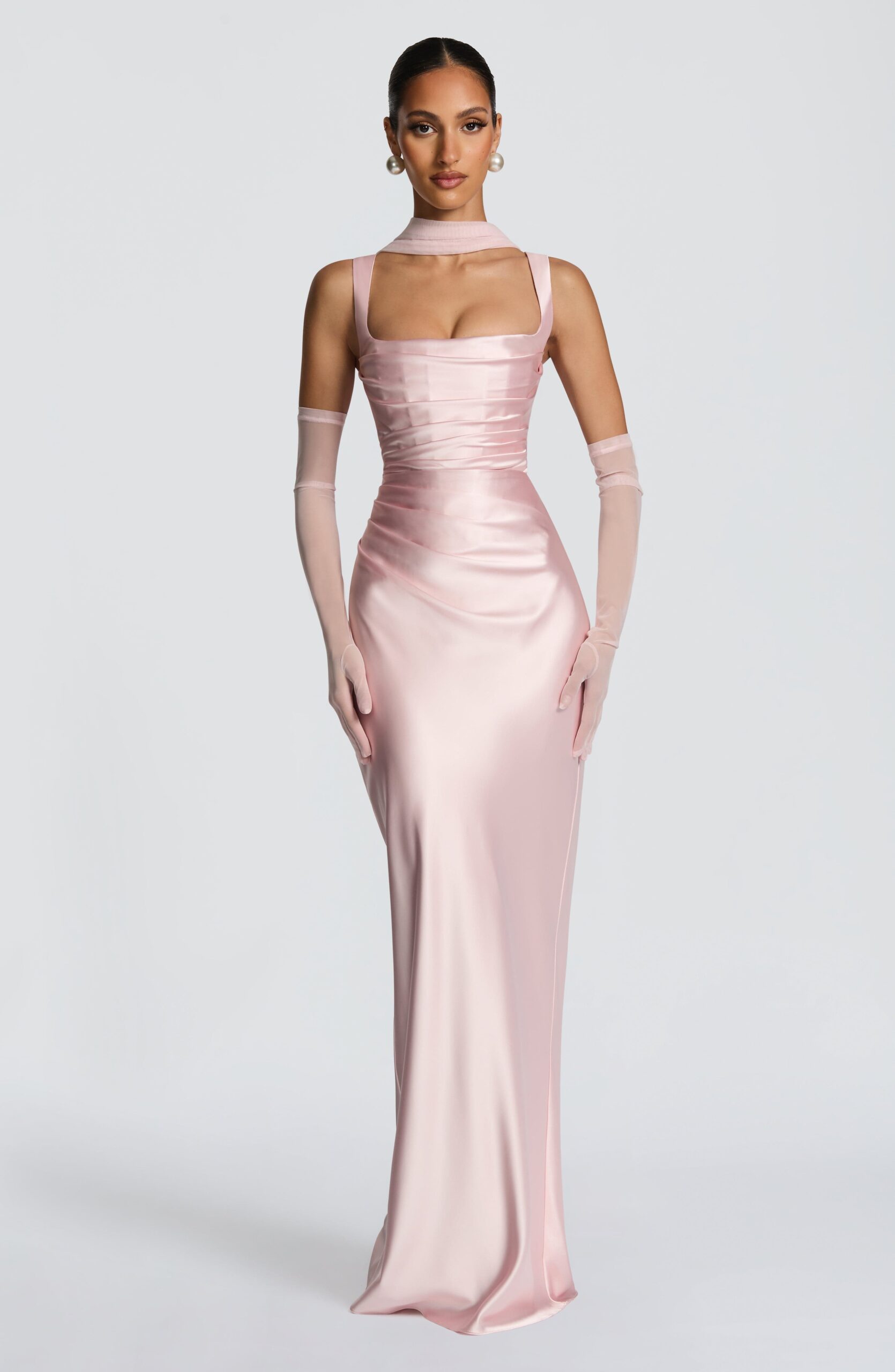 Blush Pink Mesh Formal Evening Accessory - Image 6