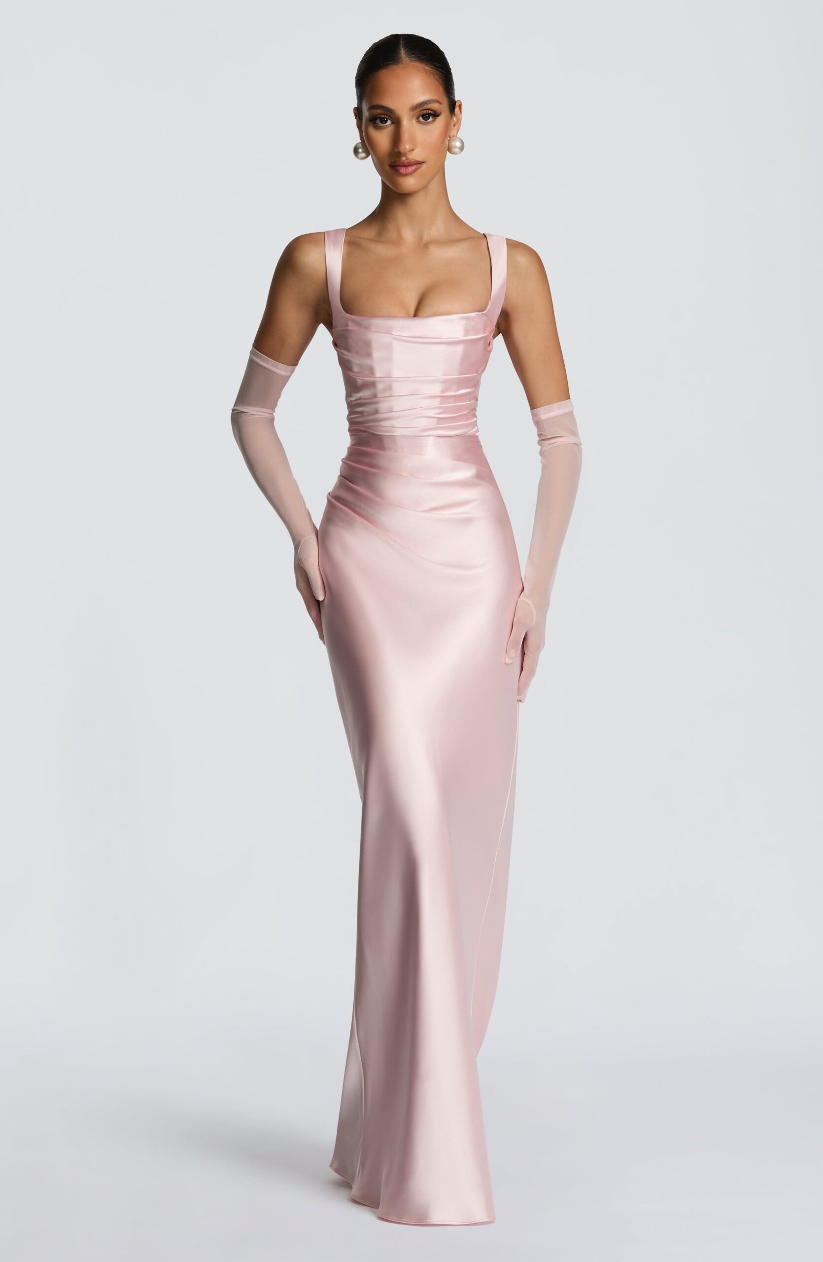 Blush Pink Mesh Formal Evening Accessory - Image 5