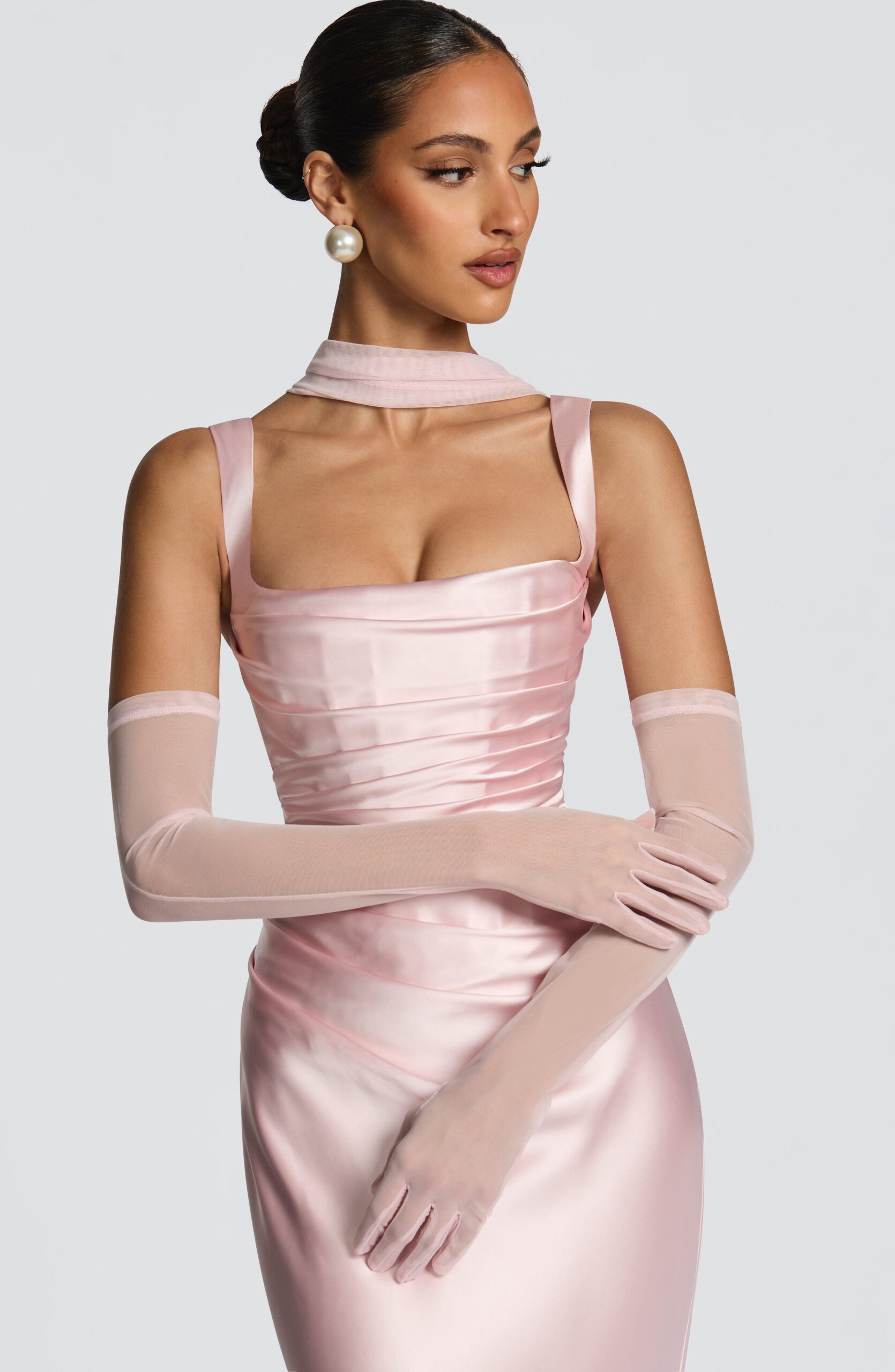 Blush Pink Mesh Formal Evening Accessory - Image 2
