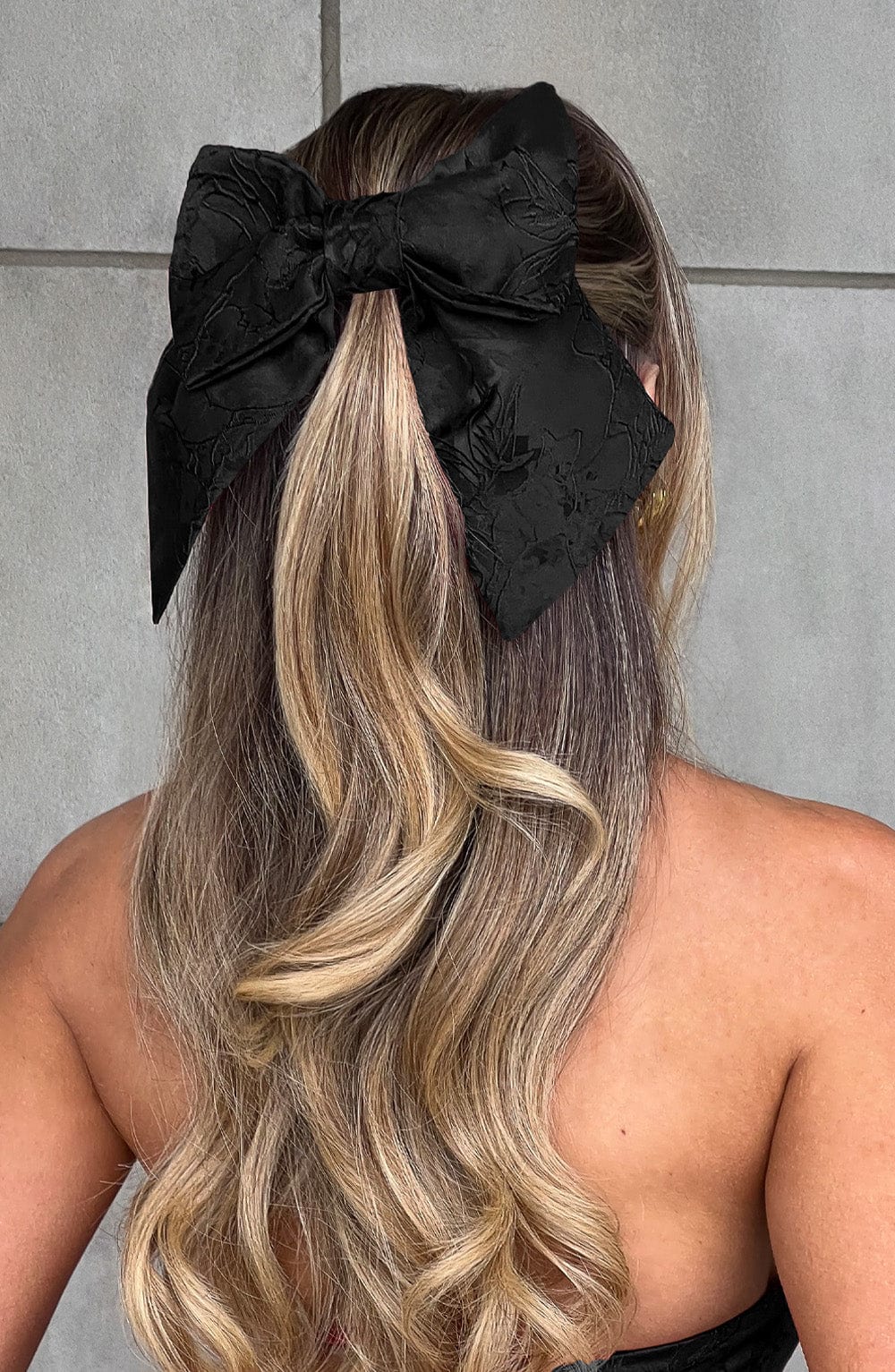 Floral Jacquard Hair Bow Clip for Women