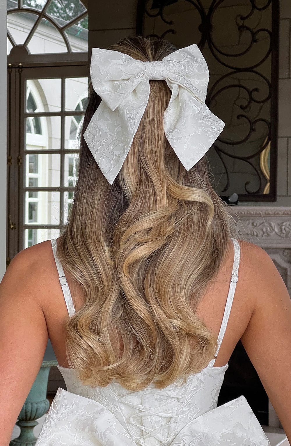 Ivory Floral Jacquard Hair Accessory Clip