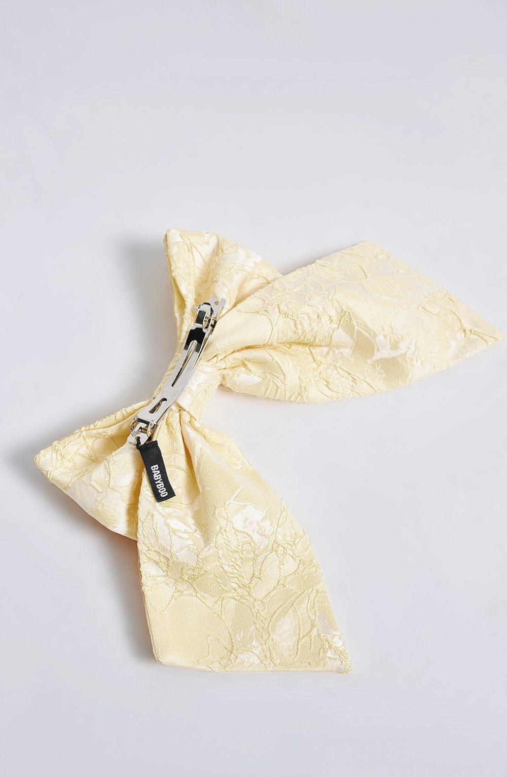 Lemon Floral Jacquard Hair Bow Clip - Image 4