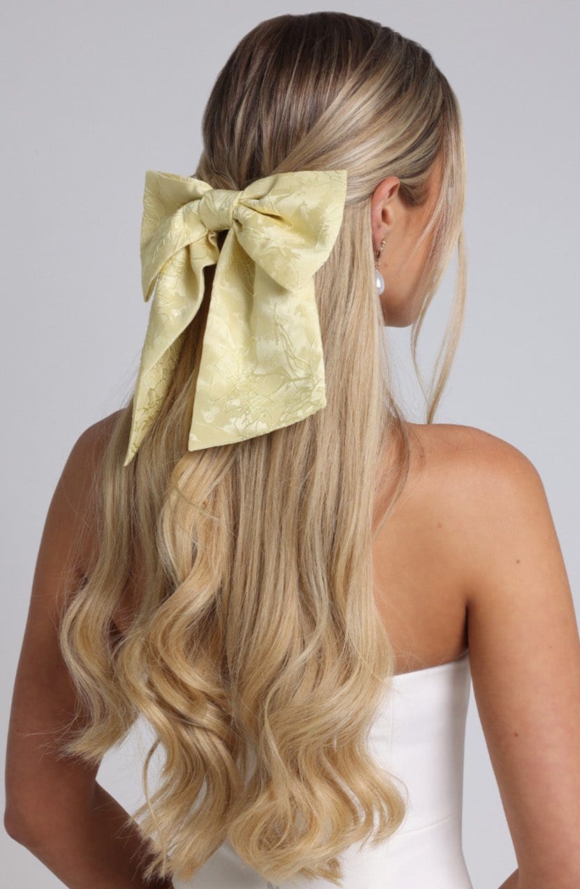Lemon Floral Jacquard Hair Bow Clip - Image 2
