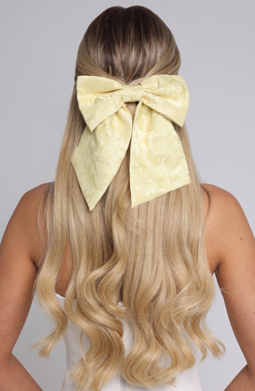 Lemon Floral Jacquard Hair Bow Clip