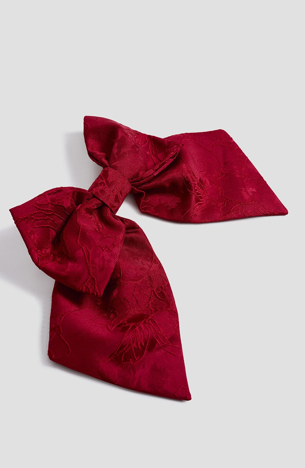 Red Floral Jacquard Hair Bow Clip for Women - Image 3
