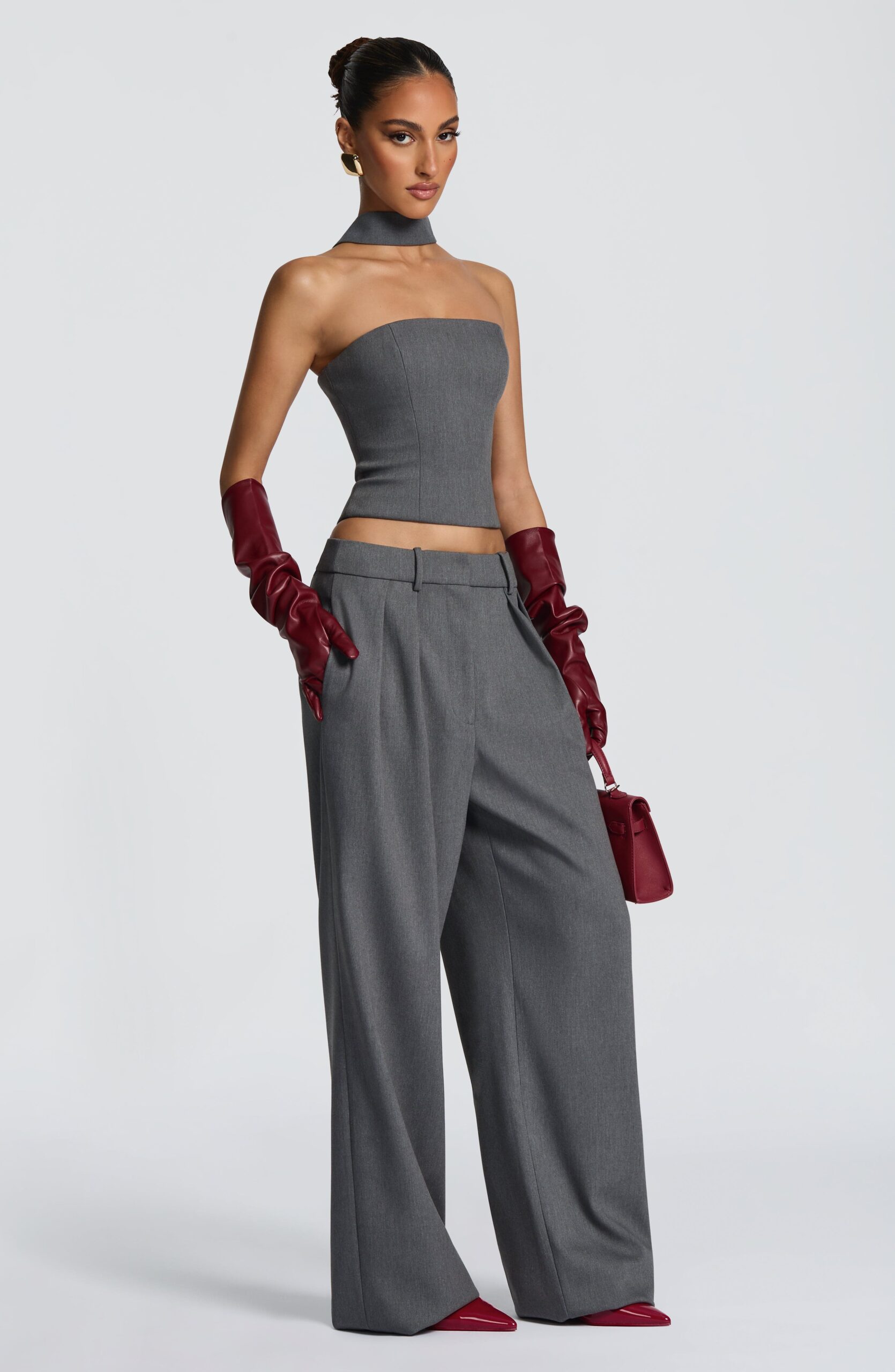 Faux Leather Opera Gloves – Burgundy Long Evening Style - Image 6