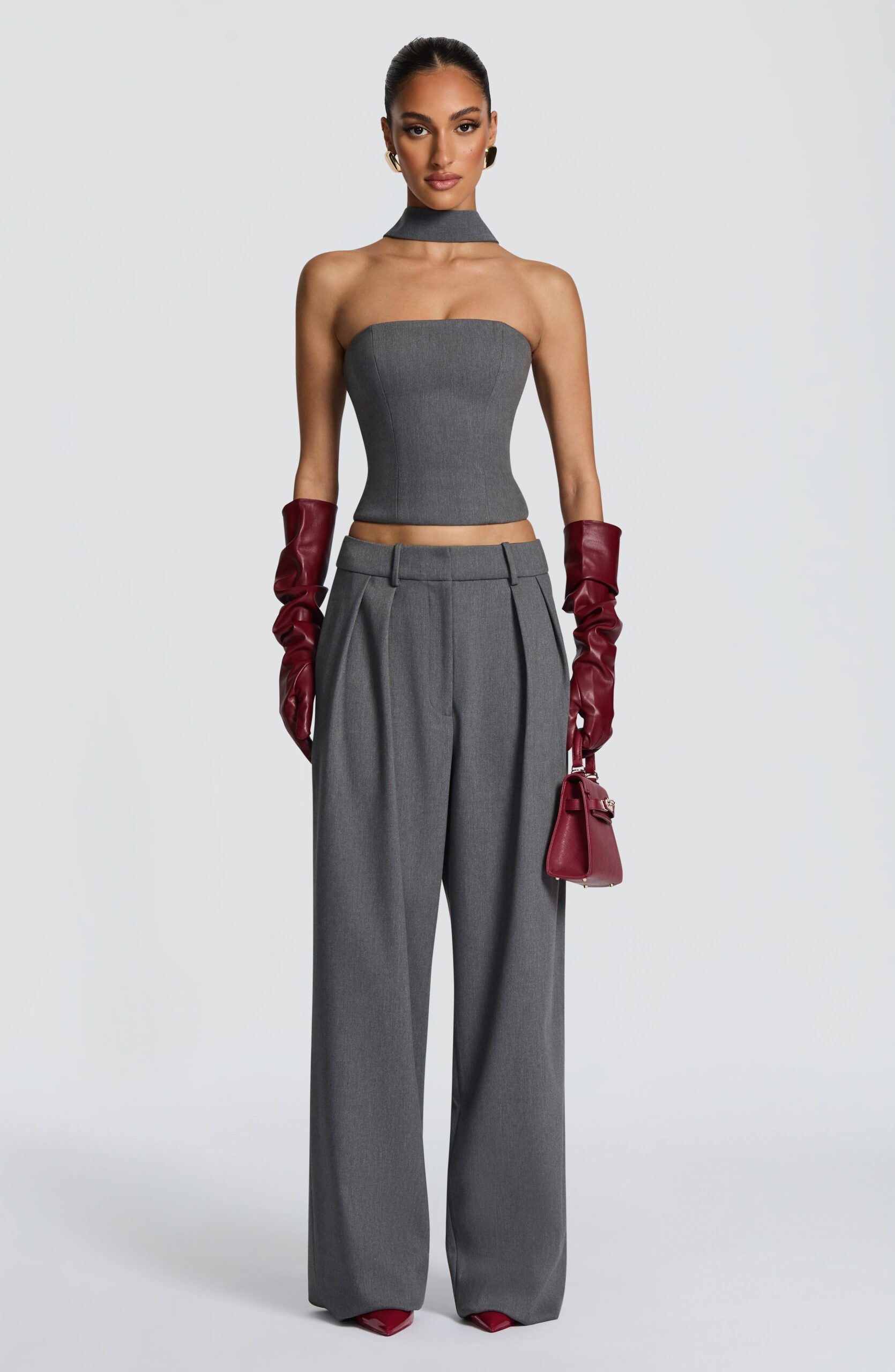 Faux Leather Opera Gloves – Burgundy Long Evening Style - Image 5