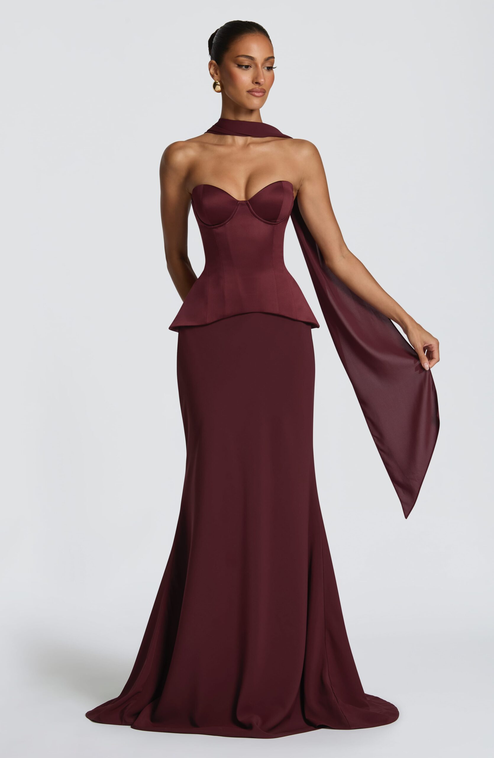 Lightweight Chiffon Neck Scarf - Cherry Red - Image 4