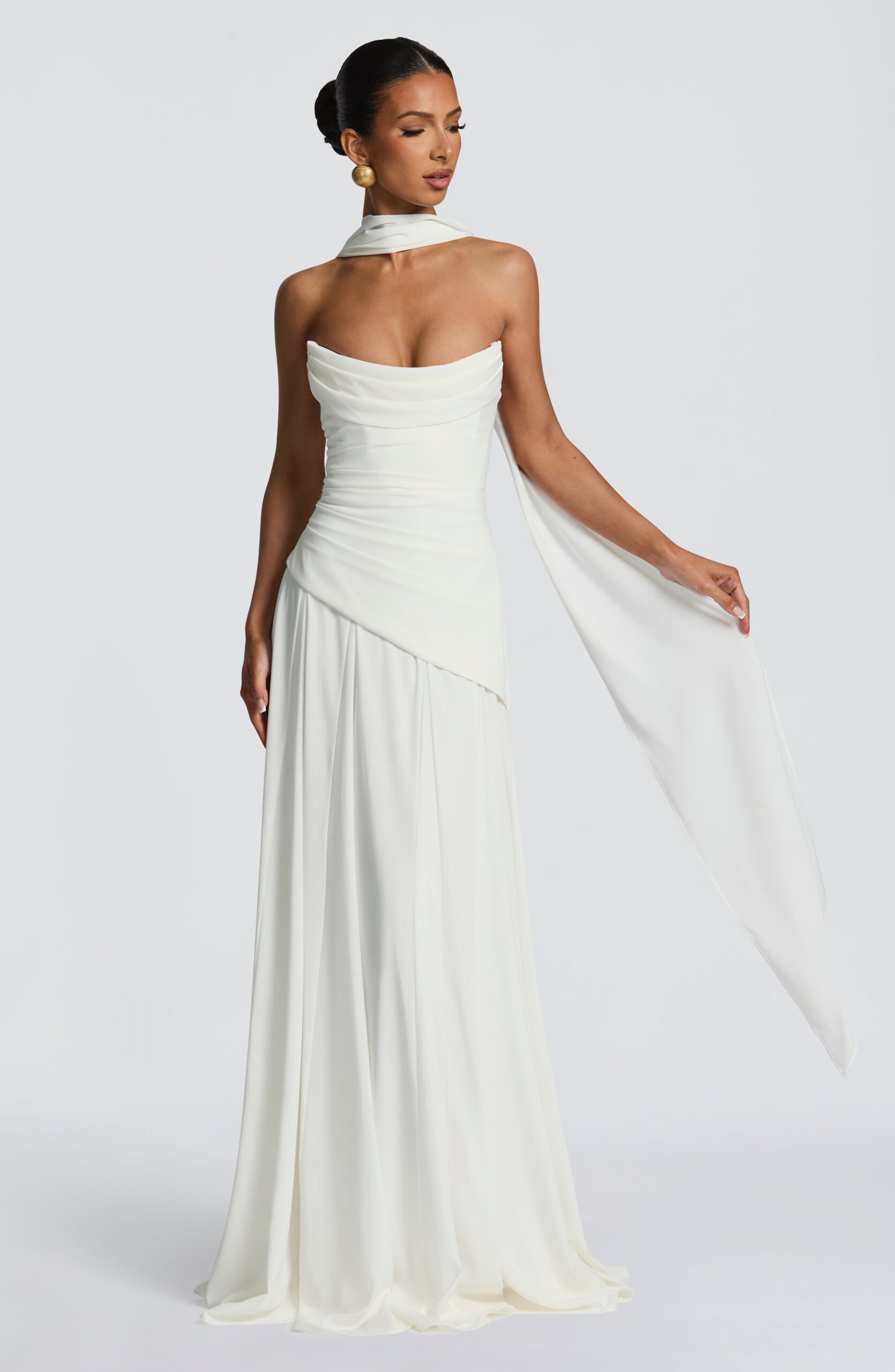 Ivory Chiffon Neck Wrap Delicate Elegant Women's Stole - Image 3