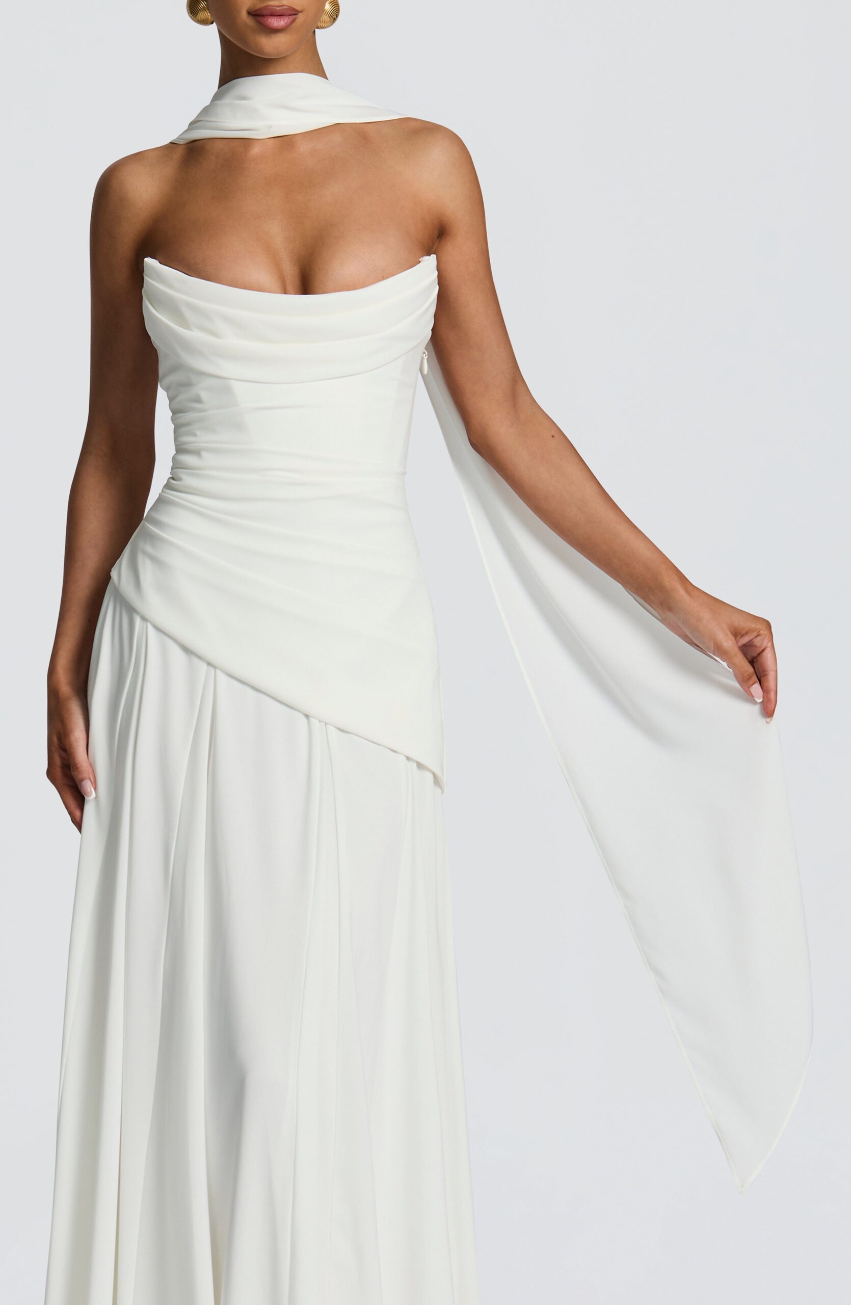 Ivory Chiffon Neck Wrap Delicate Elegant Women's Stole