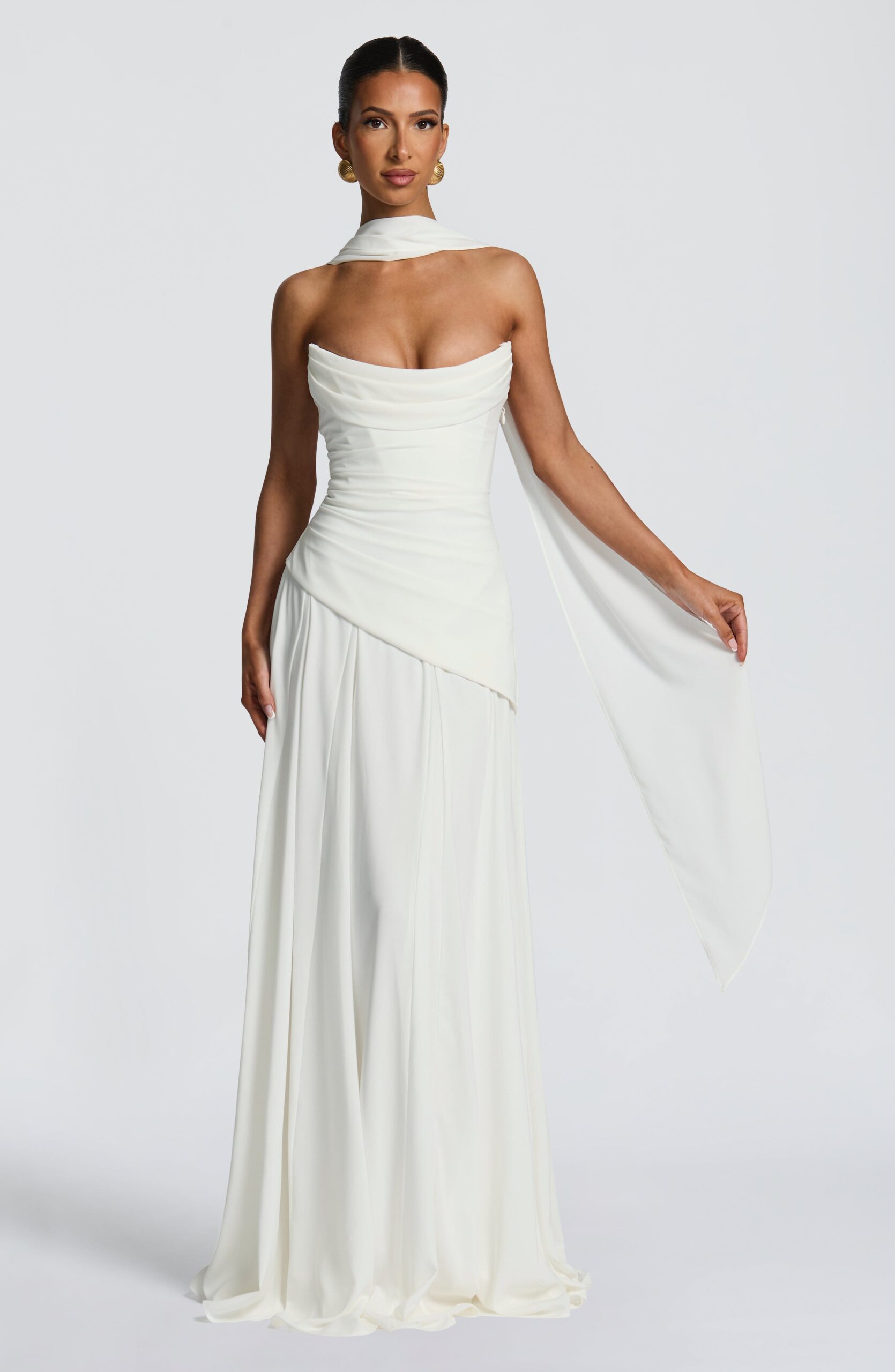 Ivory Chiffon Neck Wrap Delicate Elegant Women's Stole - Image 5