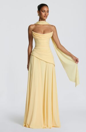 Lightweight Chiffon Neck Scarf Lemon Yellow
