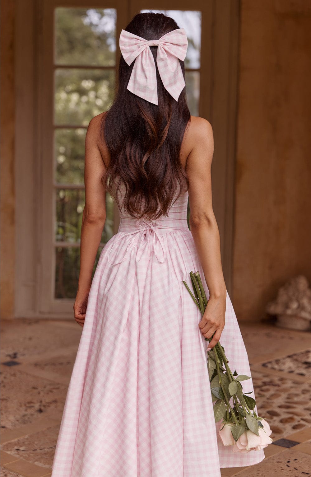 Pink Gingham Hair Barrette Clip - Image 2
