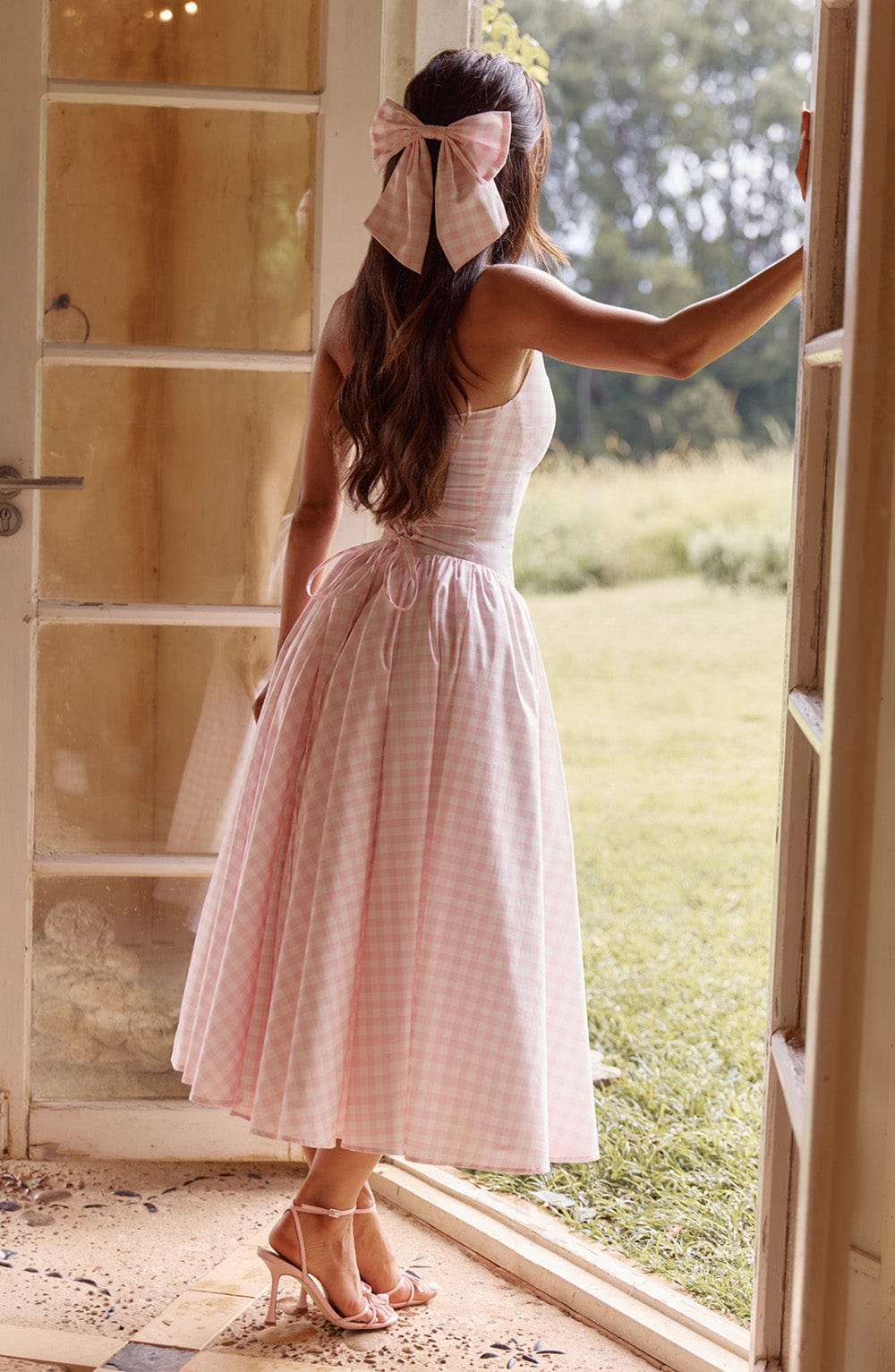 Pink Gingham Hair Barrette Clip - Image 5