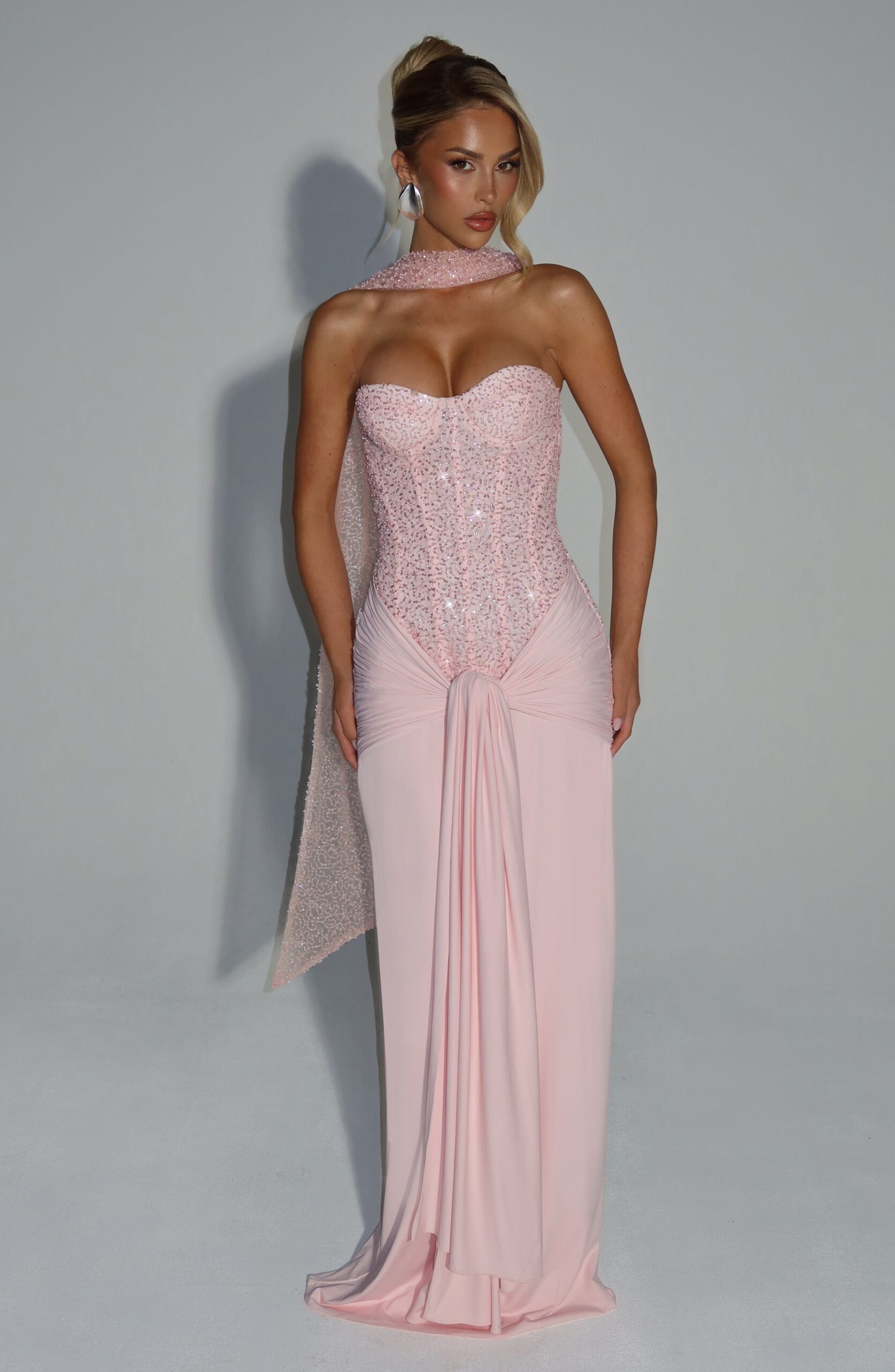 Embellished Tulle Neck Wrap - Pink Sheer Accessory - Image 5