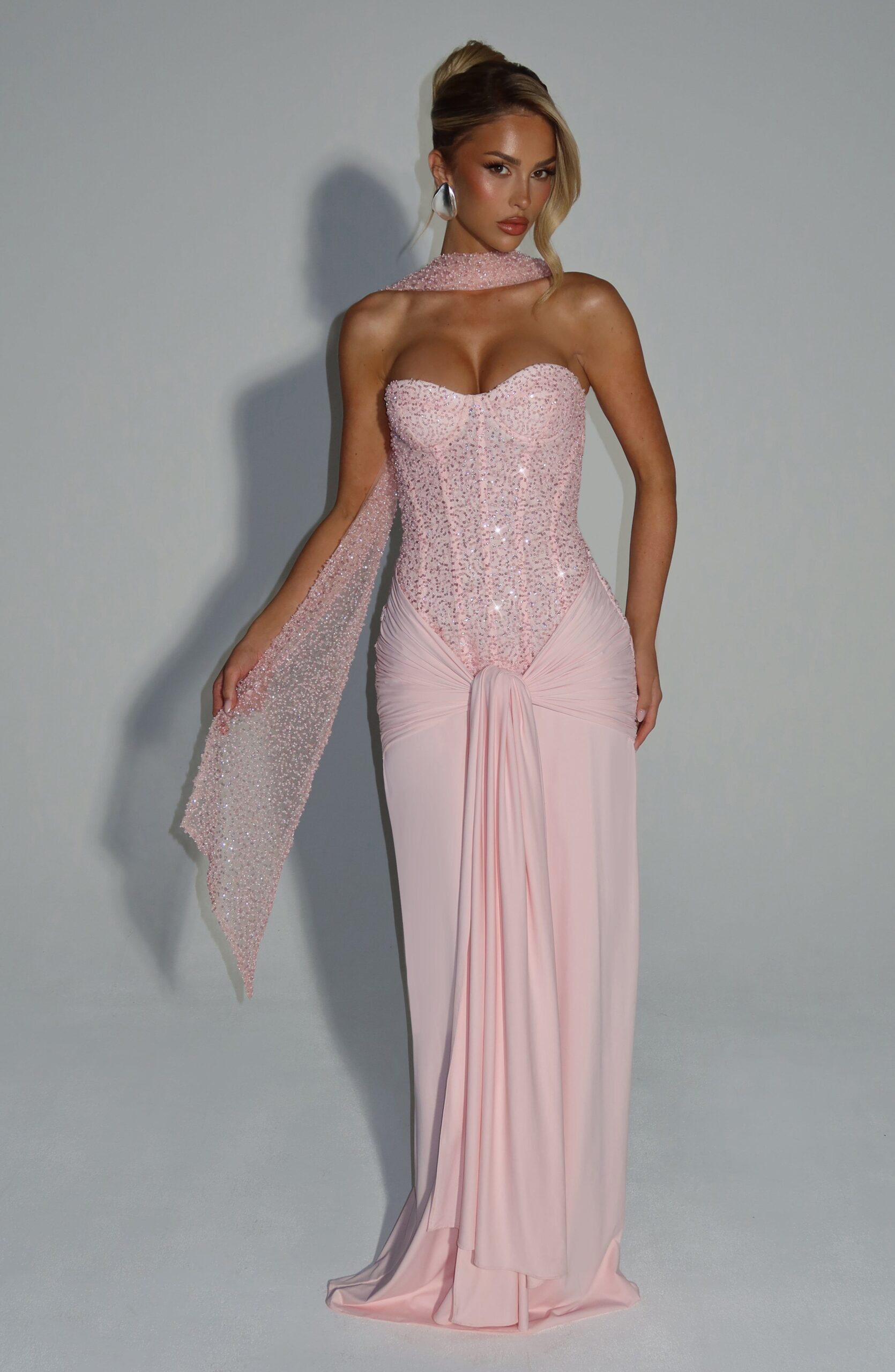 Embellished Tulle Neck Wrap - Pink Sheer Accessory - Image 4