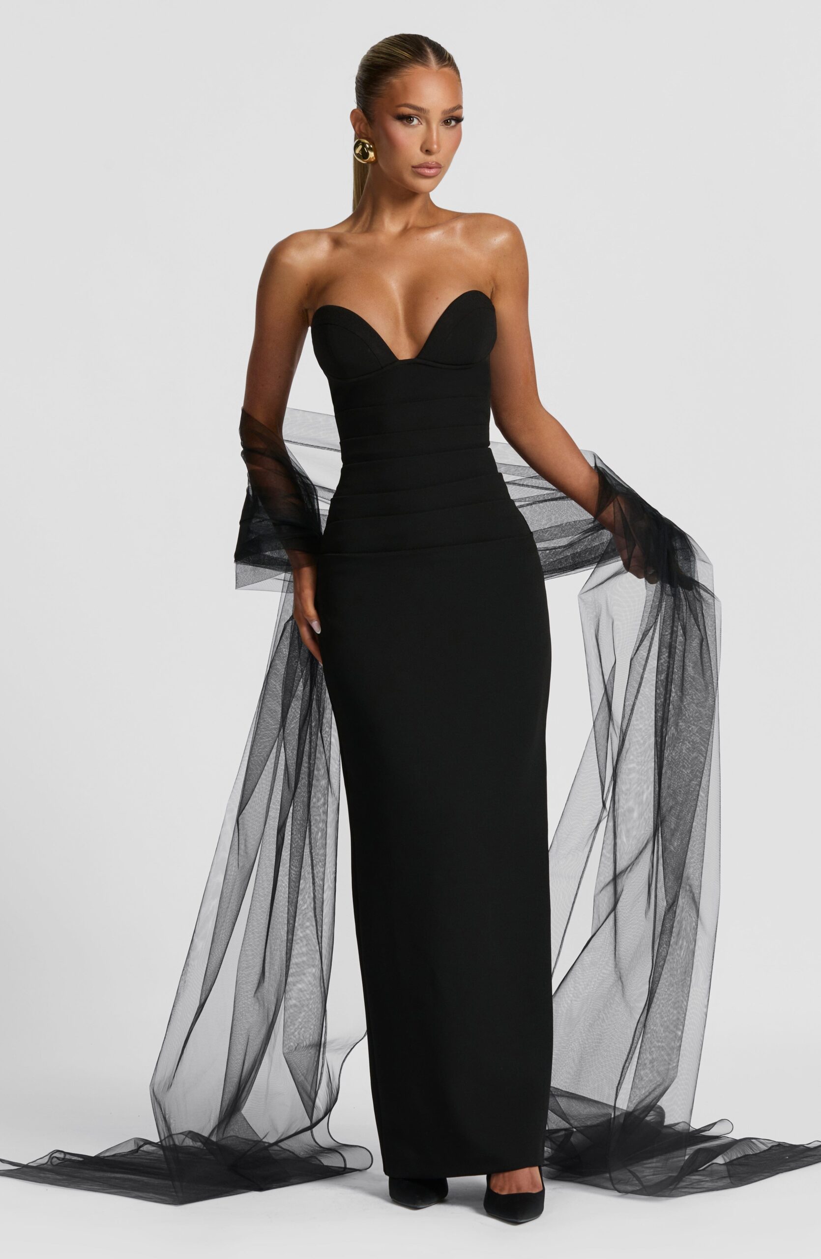 Sheer Tulle Wrap Black - Elegant Lightweight Accessory