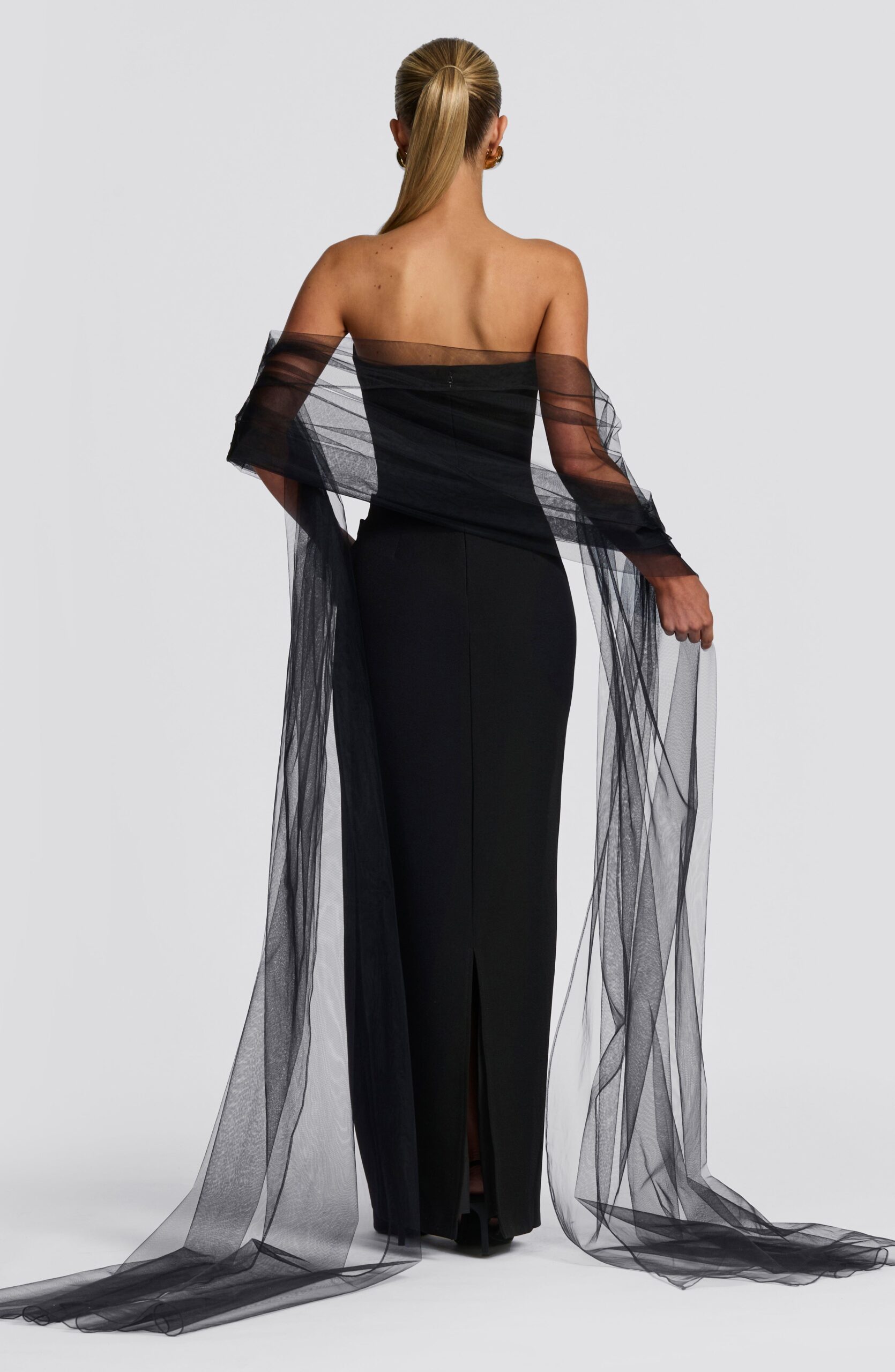 Sheer Tulle Wrap Black - Elegant Lightweight Accessory - Image 2