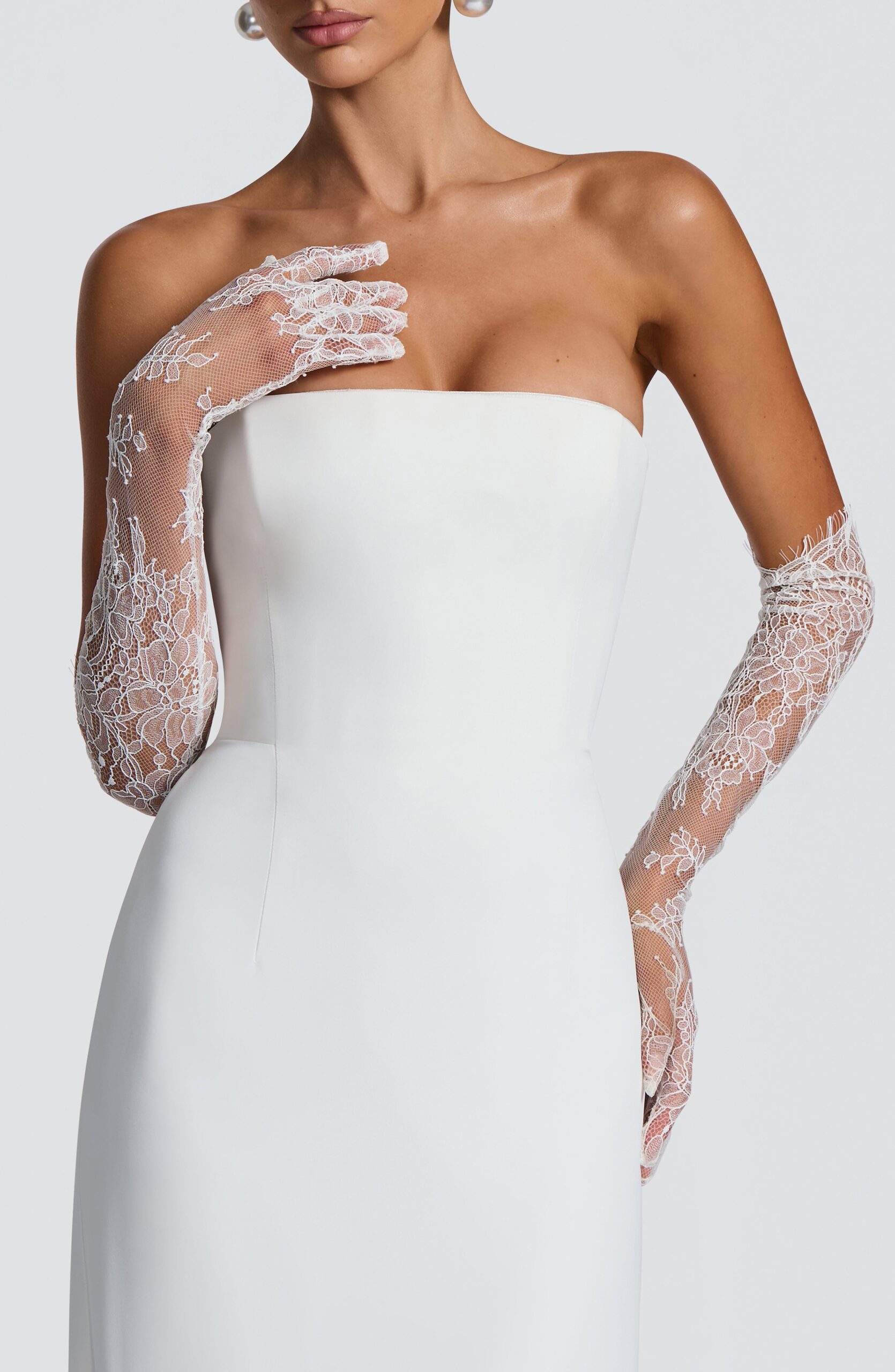 Ivory Lace Bridal Gloves - Elbow Length Wedding Accessory - Image 9
