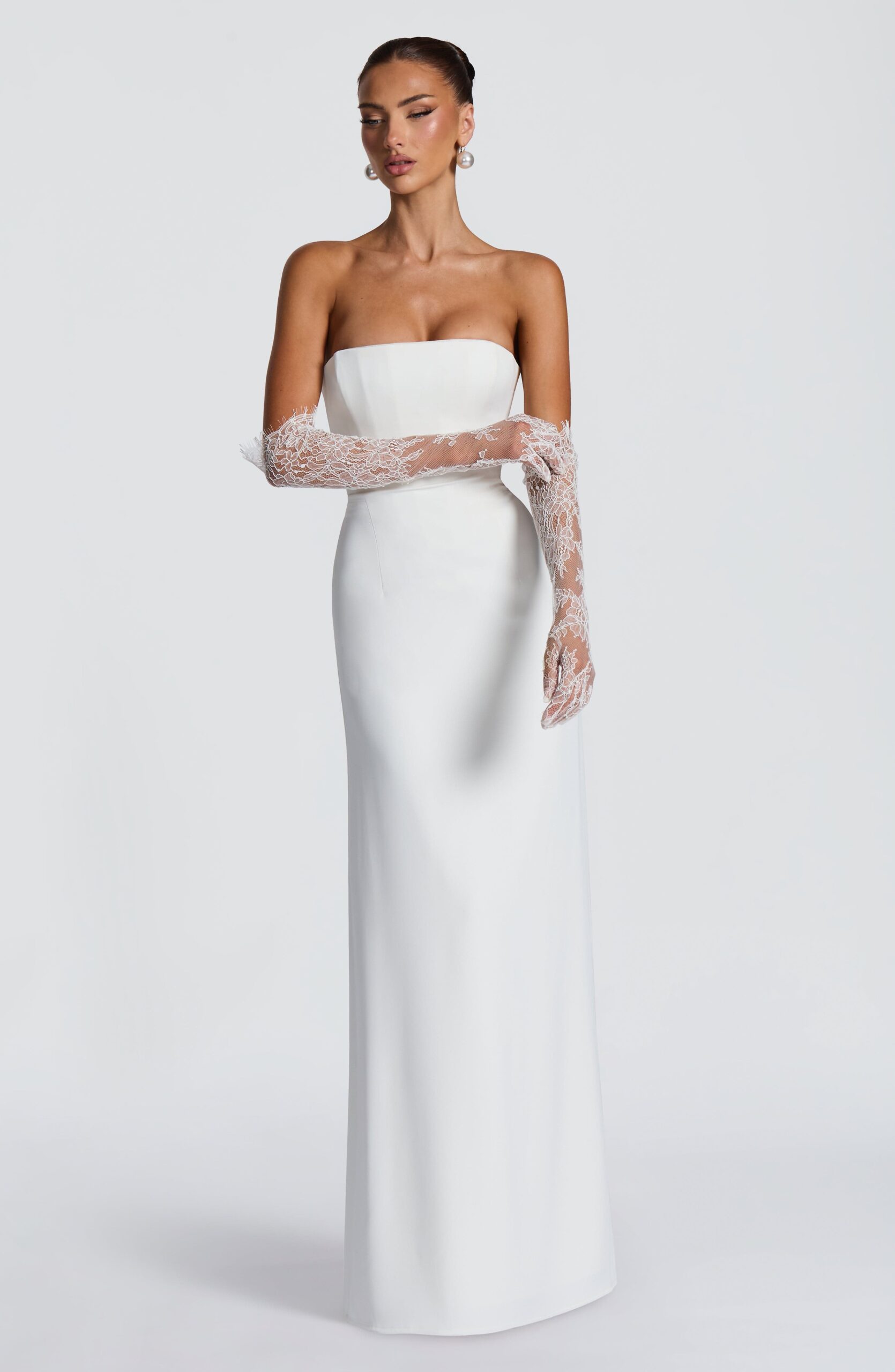 Ivory Lace Bridal Gloves - Elbow Length Wedding Accessory - Image 6