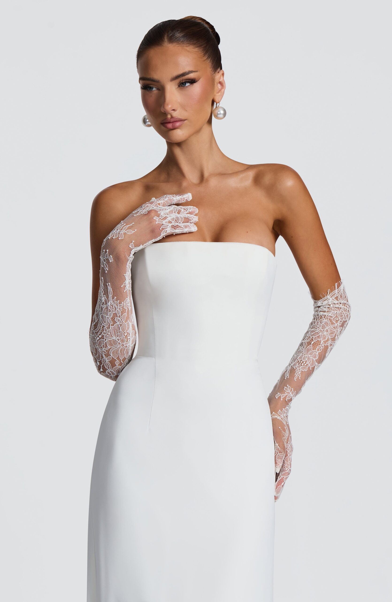 Ivory Lace Bridal Gloves - Elbow Length Wedding Accessory - Image 8