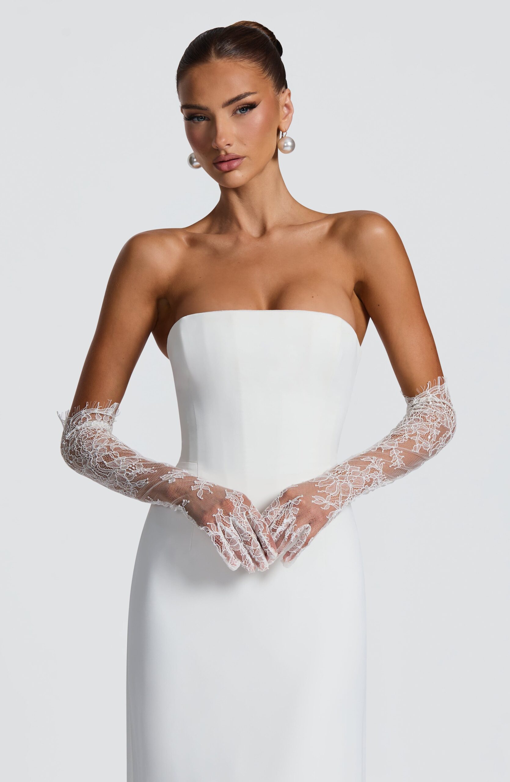 Ivory Lace Bridal Gloves - Elbow Length Wedding Accessory - Image 7