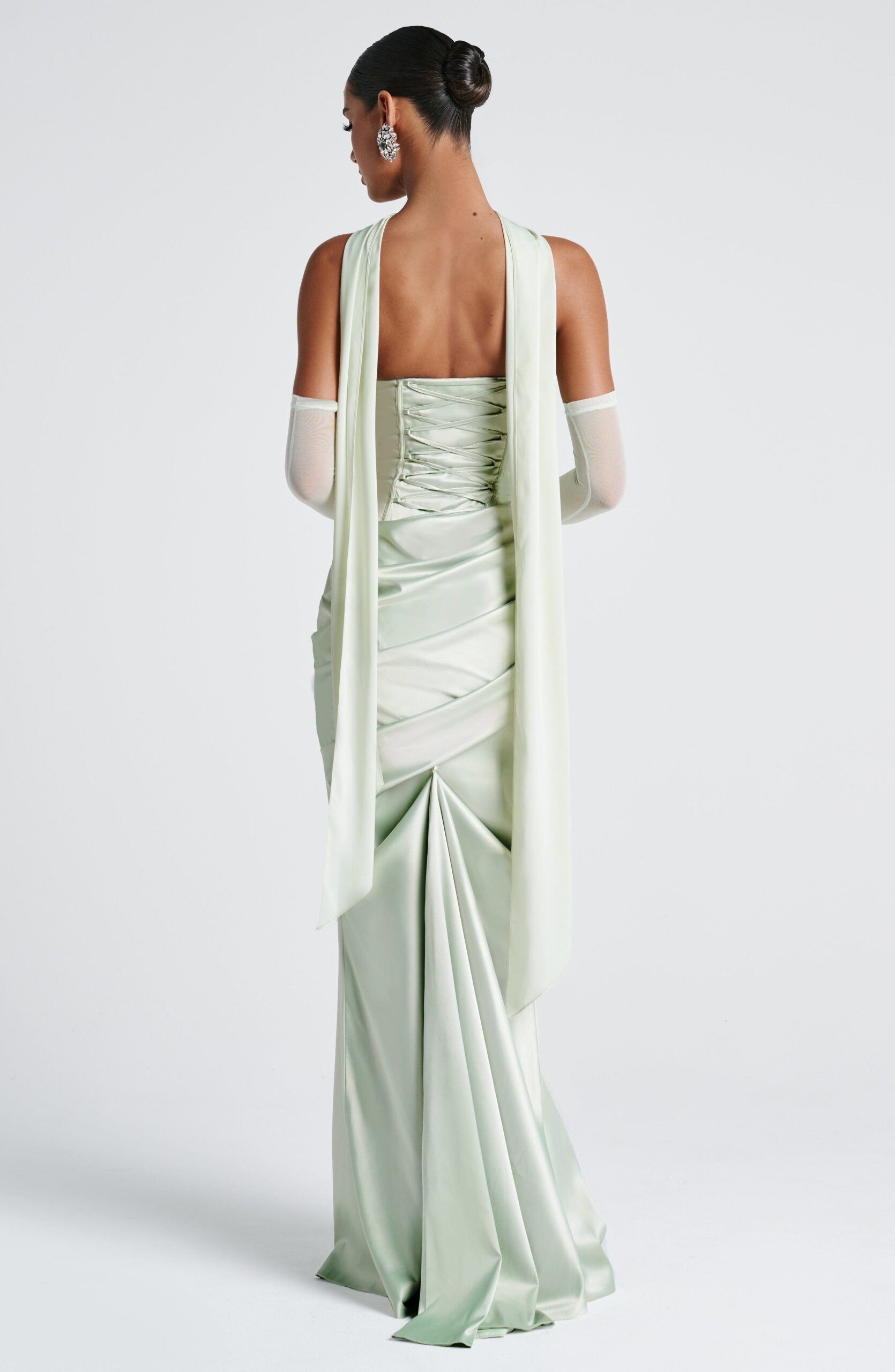 Elegant Satin Neck Wrap - Mint Hue Accessory - Image 5